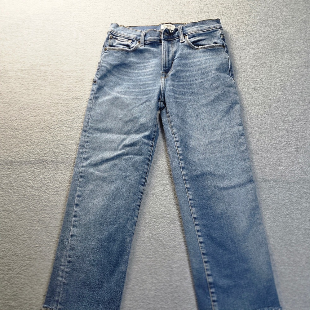 Kensie Jeans Allie High Rise Slim Straight Raw Hem Womens 6/28 Blue Denim
